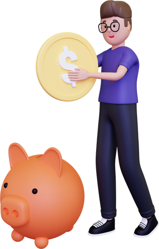 Man saving money 3D Illustration